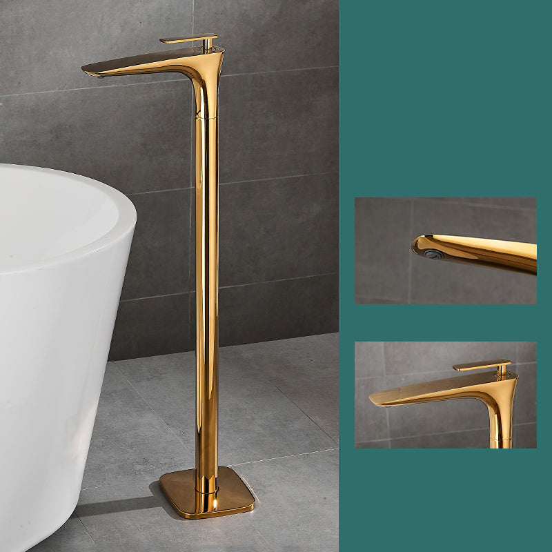 Floor Mount Bathroom Faucet Solid Color Low Arc Freestanding Tub Faucet