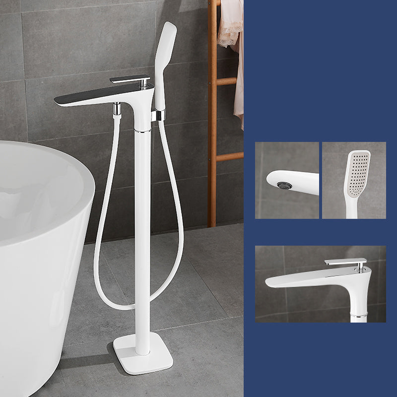 Floor Mount Bathroom Faucet Solid Color Low Arc Freestanding Tub Faucet
