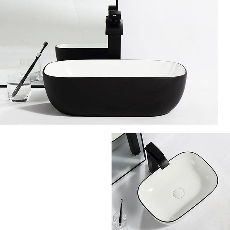 Modern Bathroom Sink Pop-Up Drain Rectangular Trough Sink without Faucet