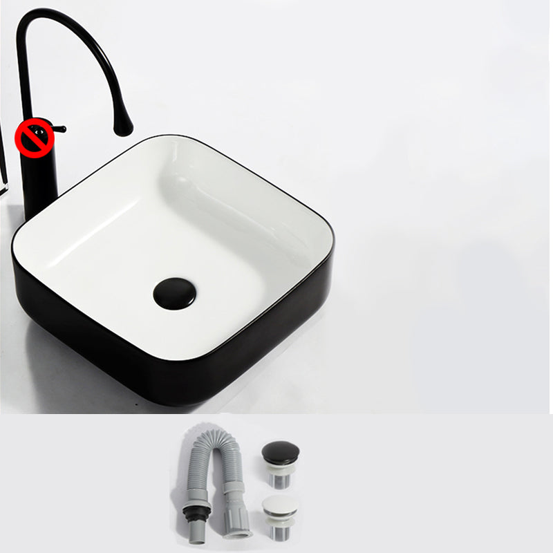 Modern Bathroom Sink Pop-Up Drain Rectangular Trough Sink without Faucet