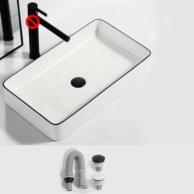 Modern Bathroom Sink Pop-Up Drain Rectangular Trough Sink without Faucet