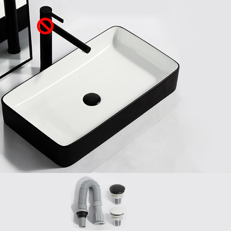 Modern Bathroom Sink Pop-Up Drain Rectangular Trough Sink without Faucet