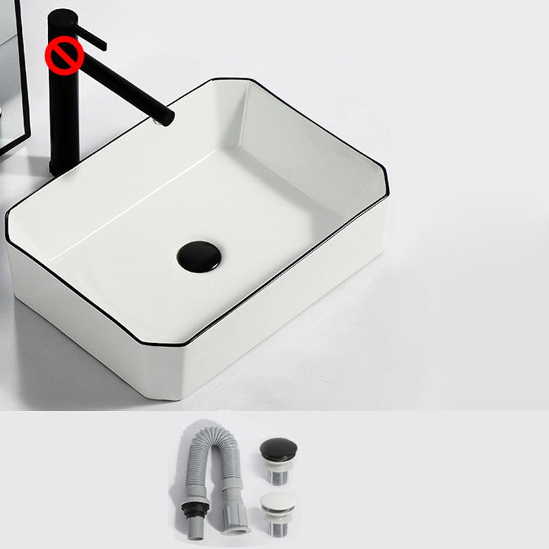 Modern Bathroom Sink Pop-Up Drain Rectangular Trough Sink without Faucet