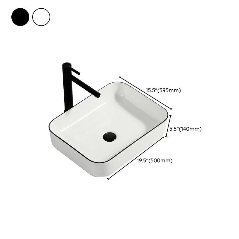 Modern Bathroom Sink Pop-Up Drain Rectangular Trough Sink without Faucet