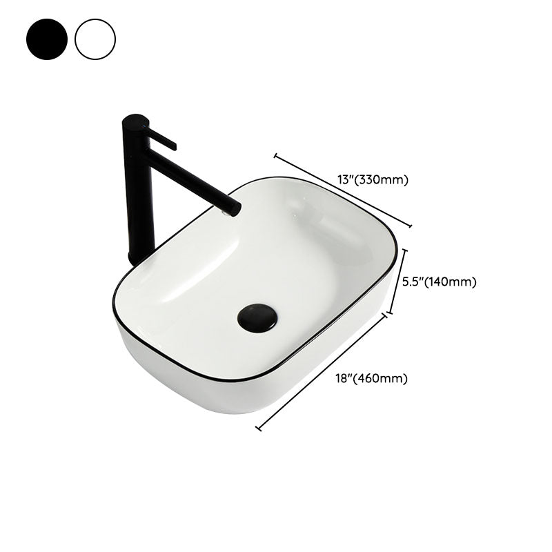 Modern Bathroom Sink Pop-Up Drain Rectangular Trough Sink without Faucet