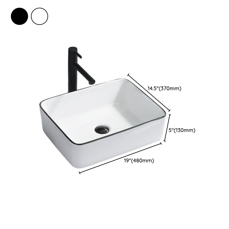 Modern Bathroom Sink Pop-Up Drain Rectangular Trough Sink without Faucet