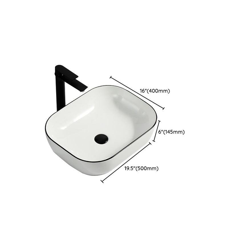 Modern Bathroom Sink Pop-Up Drain Rectangular Trough Sink without Faucet