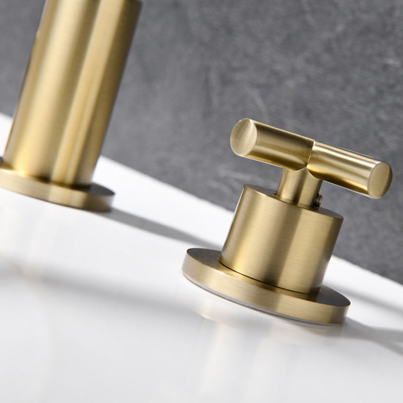 Luxury Lavatory Faucet 3 Holes Knob Handle Gooseneck Vanity Sink Faucet