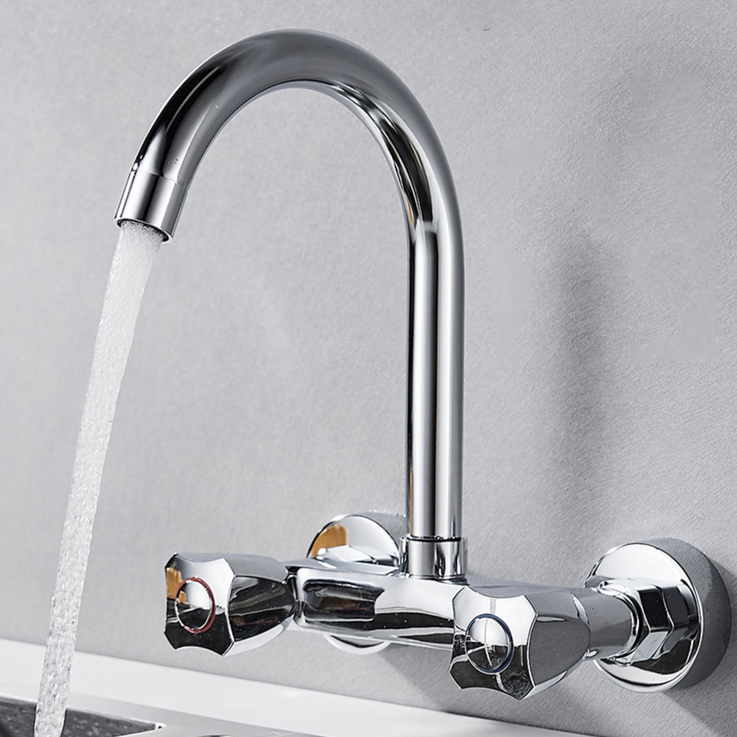 Contemporary Single Lever Handle Kitchen Faucet Metal High Arch Water Filler