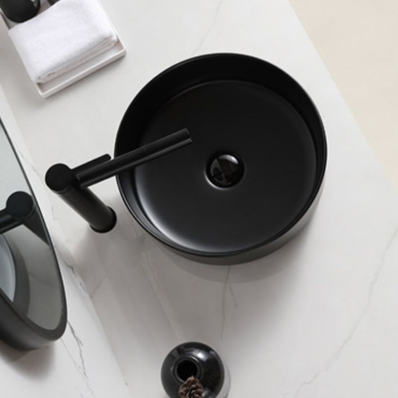 Modern Style Vessel Sink Pure Color Round Ceramic Vessel Sink