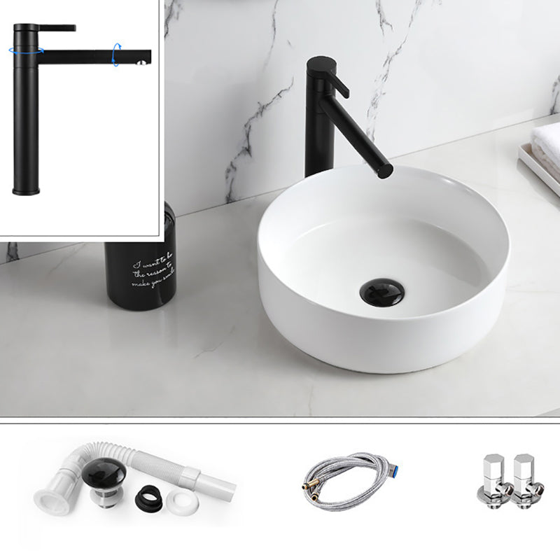 Modern Style Vessel Sink Pure Color Round Ceramic Vessel Sink