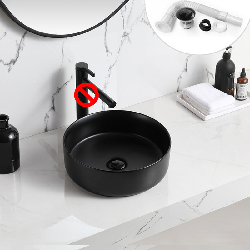 Modern Style Vessel Sink Pure Color Round Ceramic Vessel Sink