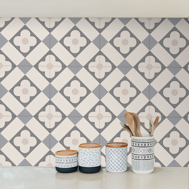 Beige Tone Peel & Stick Tile Square Pattern Printing Single Tile