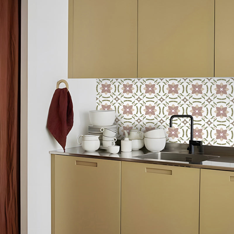 Beige Tone Peel & Stick Tile Square Pattern Printing Single Tile