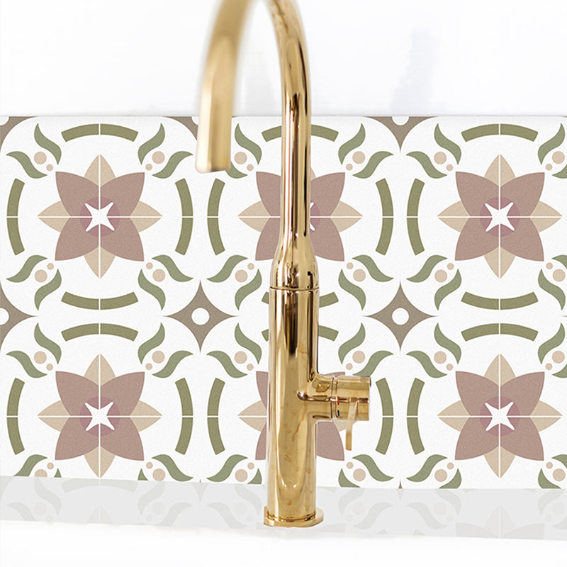 Beige Tone Peel & Stick Tile Square Pattern Printing Single Tile