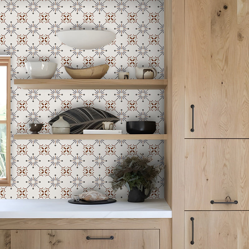 Beige Tone Peel & Stick Tile Square Pattern Printing Single Tile