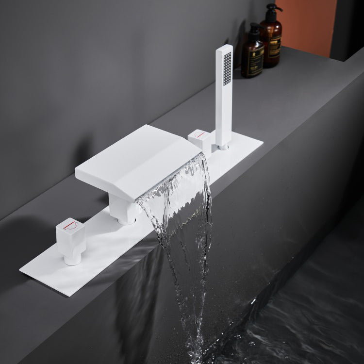 Modern Bath Faucet Trim Brass with Handheld Shower Deck-Mount Roman Bathtub Faucet