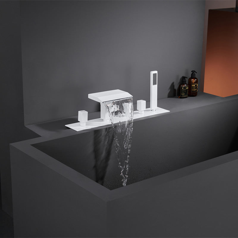 Modern Bath Faucet Trim Brass with Handheld Shower Deck-Mount Roman Bathtub Faucet