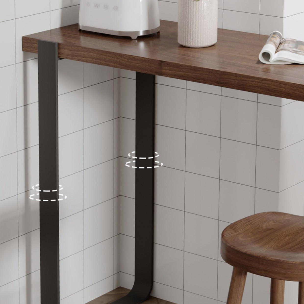 Pine Solid Wood Bar Pub Table Set 1/3 Pcs Rectangle Bar Table and Backless Stools