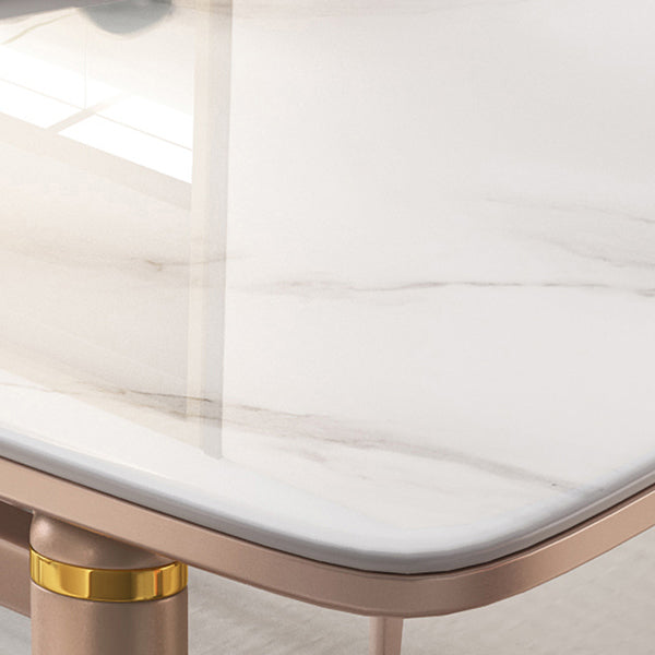 Foldable Stone Rectangle Dining Table Rubber Legs for Dining Room