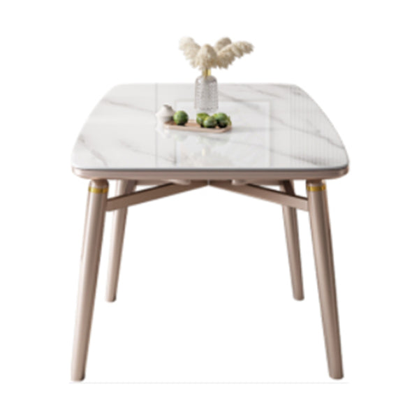Foldable Stone Rectangle Dining Table Rubber Legs for Dining Room