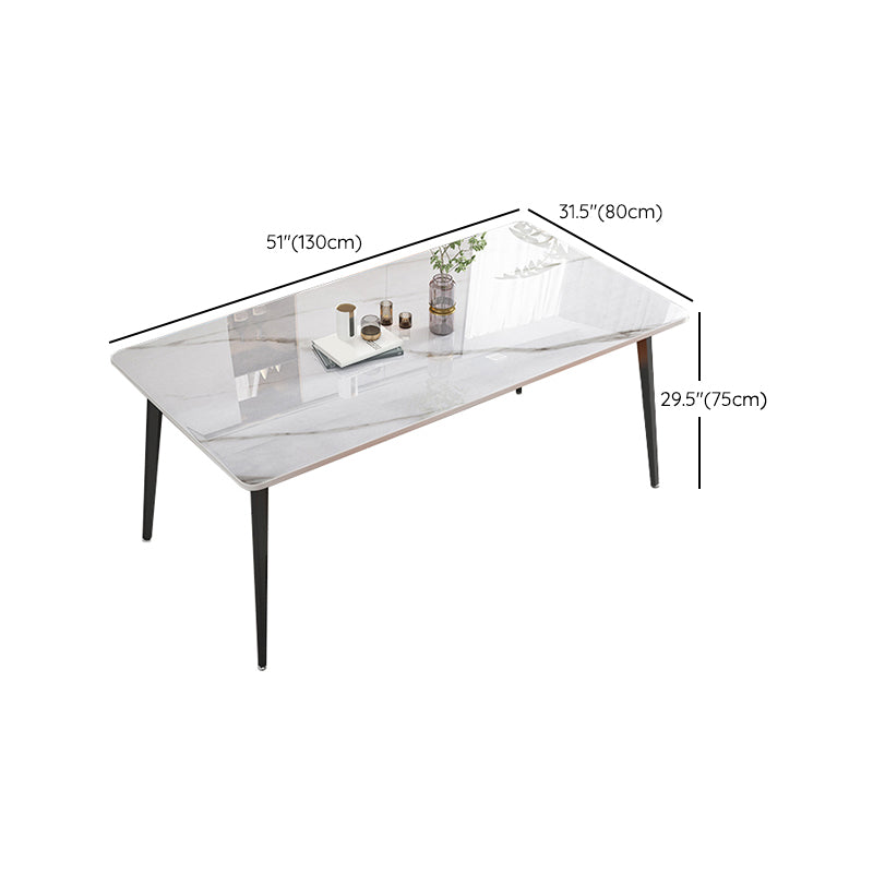 Modern Stone Rectangle Dining Table 4 Metal Legs for Dining Room