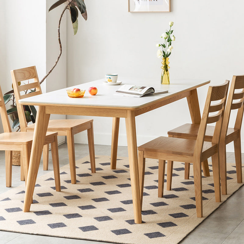 Modern Rectangle Stone Dining Table Ash Legs for Dining Room