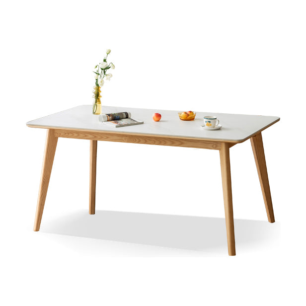 Modern Rectangle Stone Dining Table Ash Legs for Dining Room