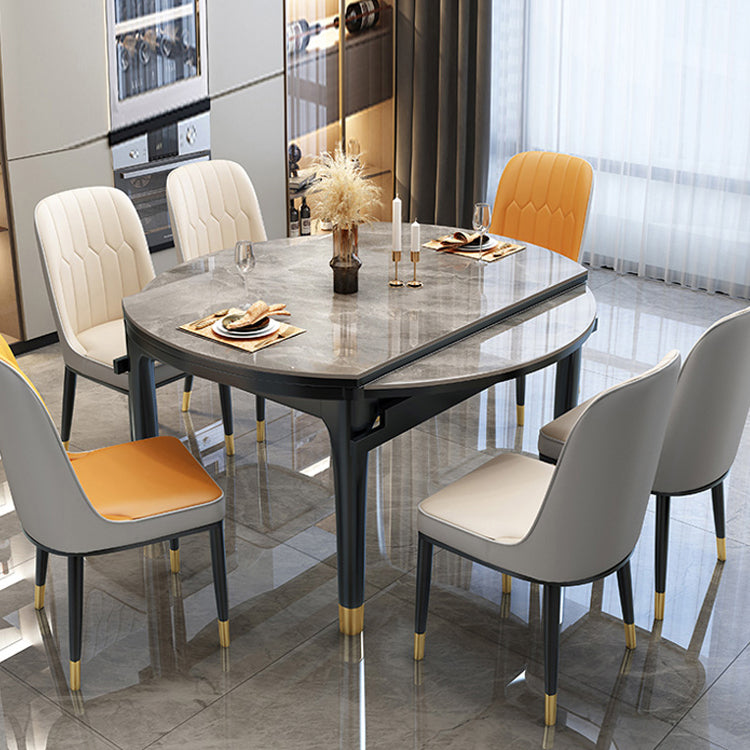 Modern Foldable Stone Dining Table Rubber Wood Legs for Dining Room