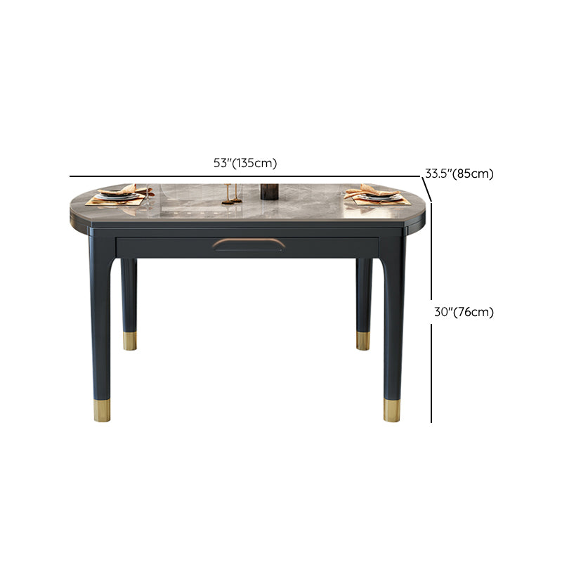 Modern Foldable Stone Dining Table Rubber Wood Legs for Dining Room