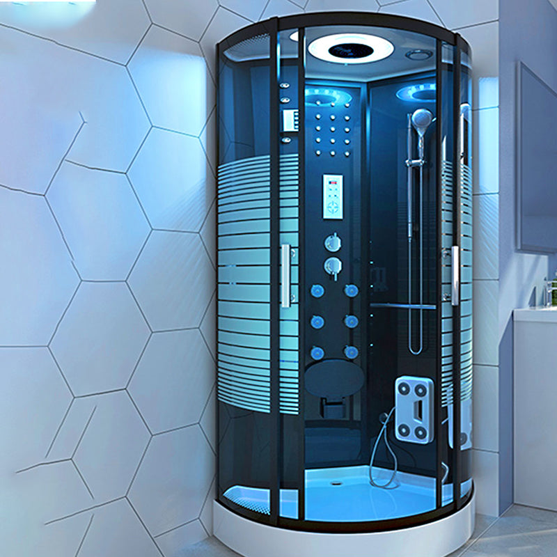 Clear Tempered Glass Shower Stall Framed Rounded Shower Stall with Base Kit