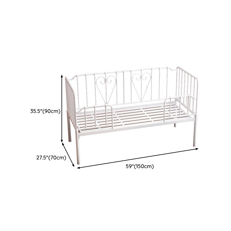 Nursery Bed with Guardrail in Metal Industrial Nursery Crib in White