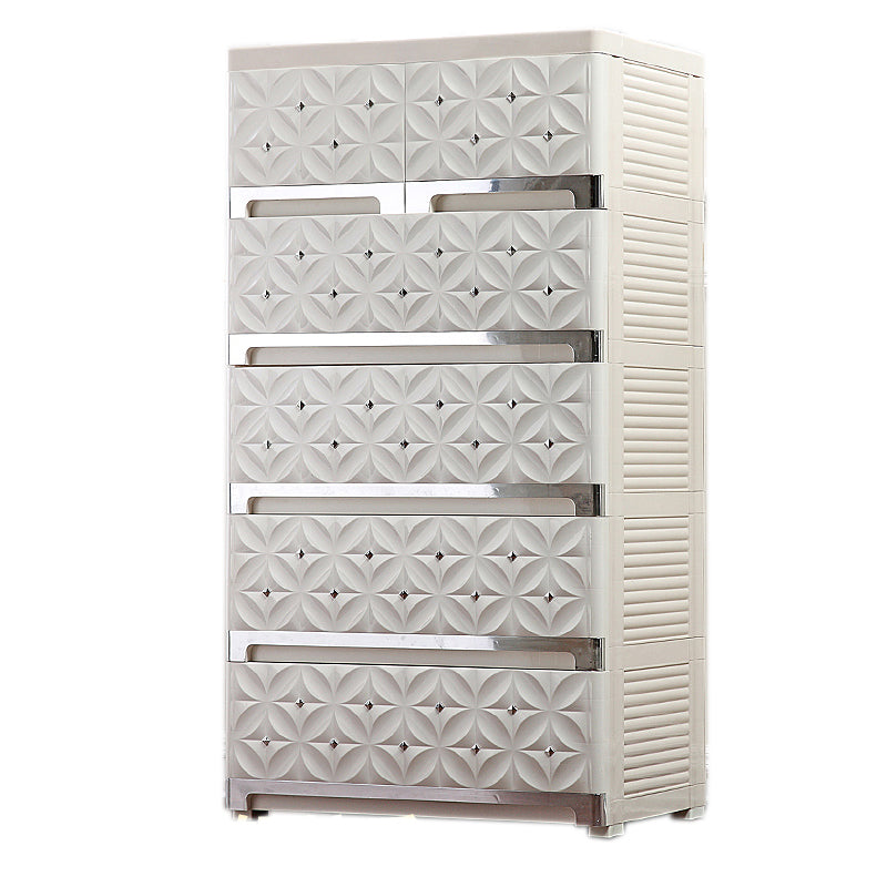 Modern Vertical Kids Nightstand Plastic Nursery Dresser for Room Home