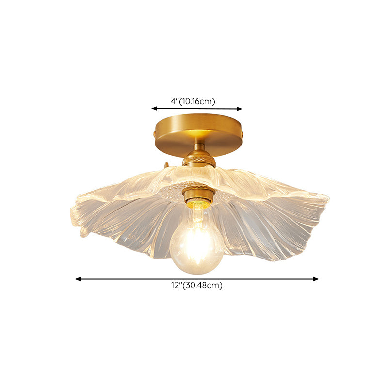 Modern Metal Flush Mount Flower Shape Ceiling Light with Glass Shade for Bedroom