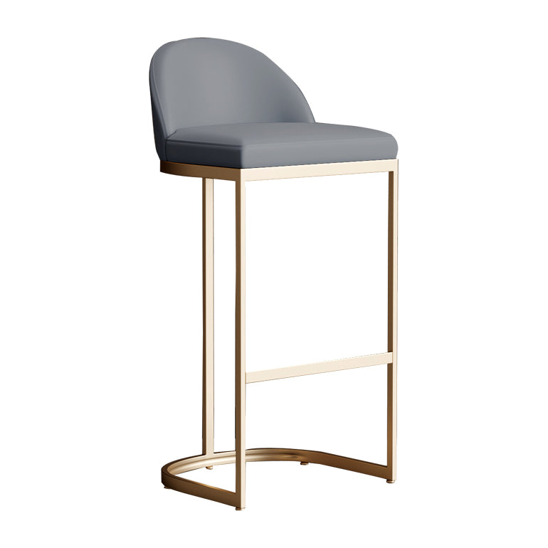 Bucket Faux Leather Dining Stool Low Back Bar Stool with Gold Metal Base