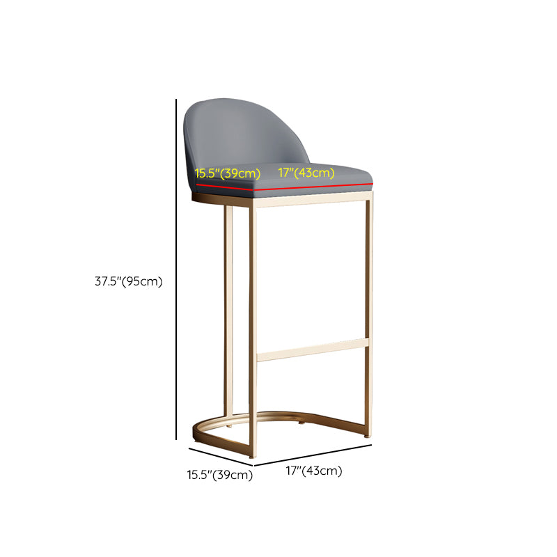 Bucket Faux Leather Dining Stool Low Back Bar Stool with Gold Metal Base