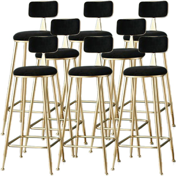 Upholstered Dining Stool Glam Low Back Bar Stool with Gold Metal Base