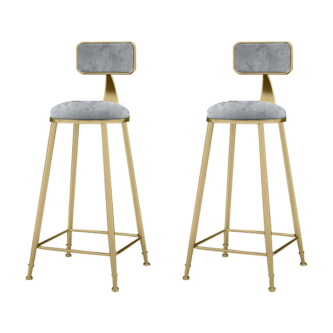 Upholstered Dining Stool Glam Low Back Bar Stool with Gold Metal Base