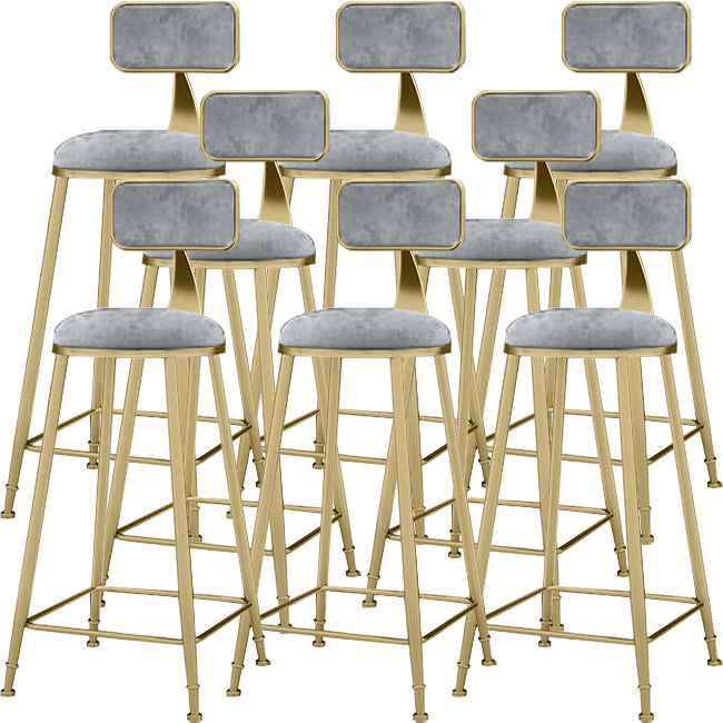 Upholstered Dining Stool Glam Low Back Bar Stool with Gold Metal Base