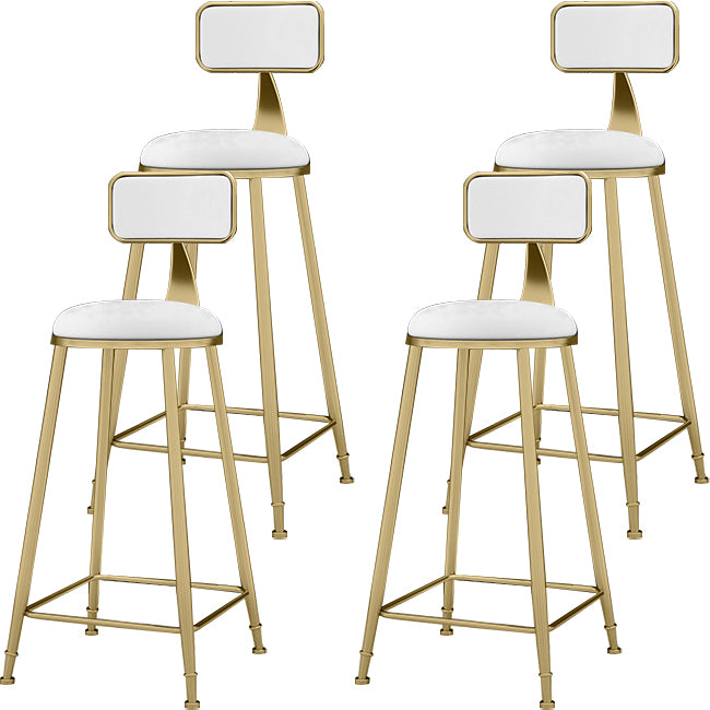 Upholstered Dining Stool Glam Low Back Bar Stool with Gold Metal Base