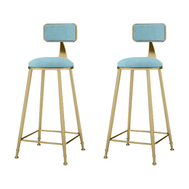 Upholstered Dining Stool Glam Low Back Bar Stool with Gold Metal Base