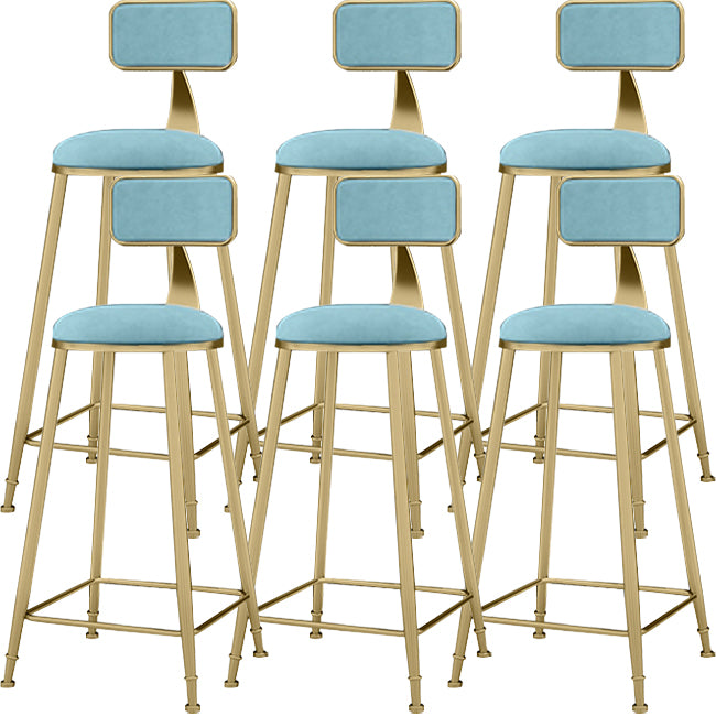 Upholstered Dining Stool Glam Low Back Bar Stool with Gold Metal Base