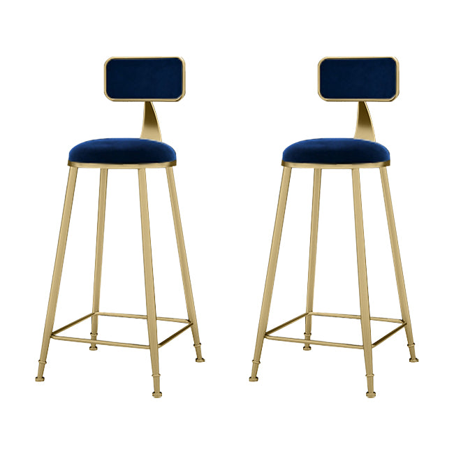 Upholstered Dining Stool Glam Low Back Bar Stool with Gold Metal Base