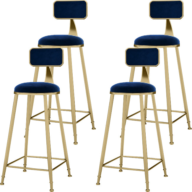 Upholstered Dining Stool Glam Low Back Bar Stool with Gold Metal Base