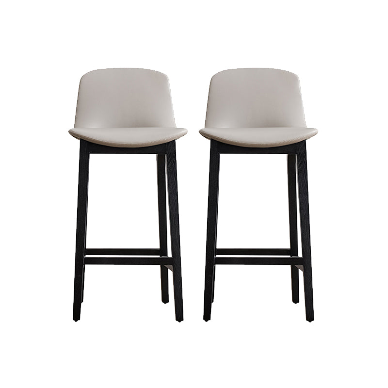 Faux Leather Stool Black Base Patio Bar and Counter Stool with Backrest