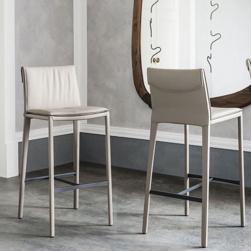 Nordic Style Metal Bar Stool Rectangle Leather Bar Stools for Living Room