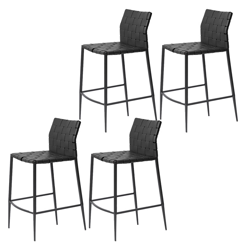 Faux Leather Bar Stools Low Back Dining Stools with Metal Base