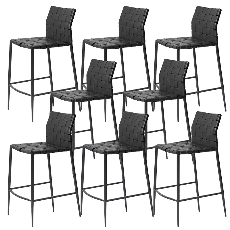 Faux Leather Bar Stools Low Back Dining Stools with Metal Base