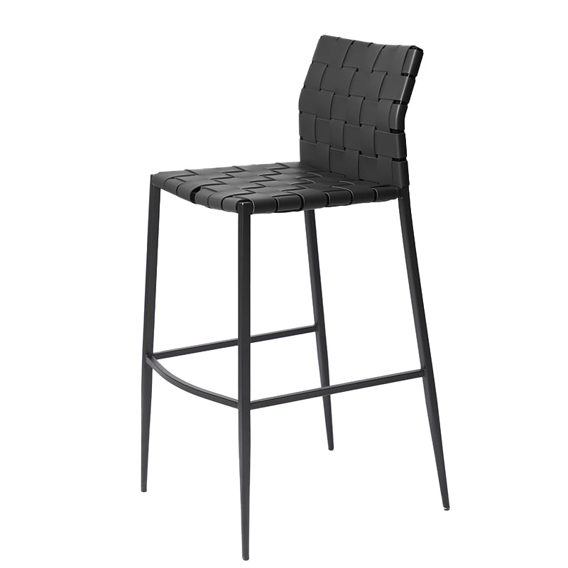 Faux Leather Bar Stools Low Back Dining Stools with Metal Base
