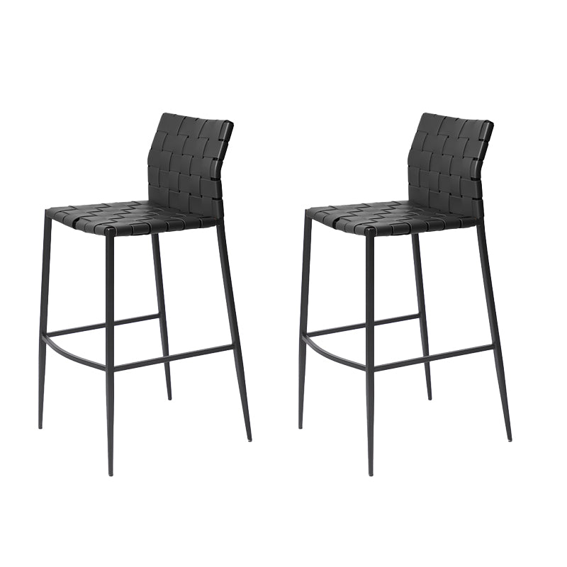 Faux Leather Bar Stools Low Back Dining Stools with Metal Base